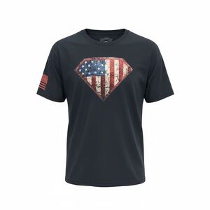 Grunt Style Men’s Dark Blue T- Shirt with Superman patriotic graphics size XL